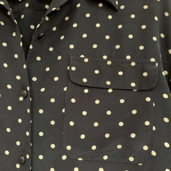 KENAR 90s Silk Polka Dot Buttondown Shirt Blouse - Picture 3 of 6
